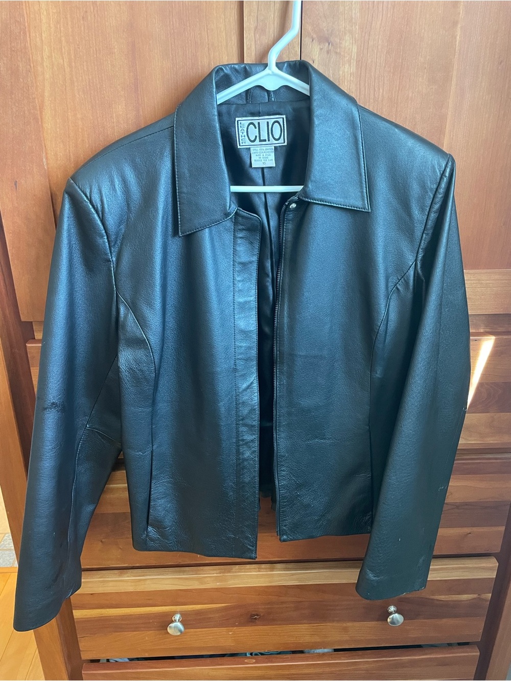 Clio Black Leather Collared Jacket